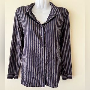 Uniqlo womens button up blouse black tan women L